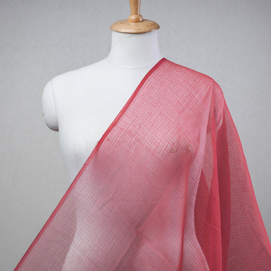 Pink - Red - Kota Doria Weaving Plain Cotton Fabric