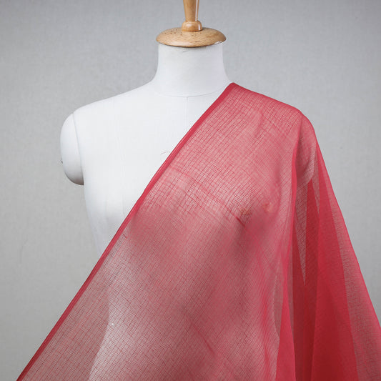Red - Kota Doria Weaving Plain Cotton Fabric