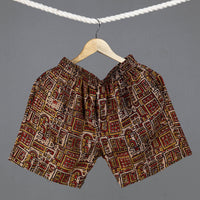 Brown - Ajrakh Block Printed Cotton Unisex Boxer/Shorts