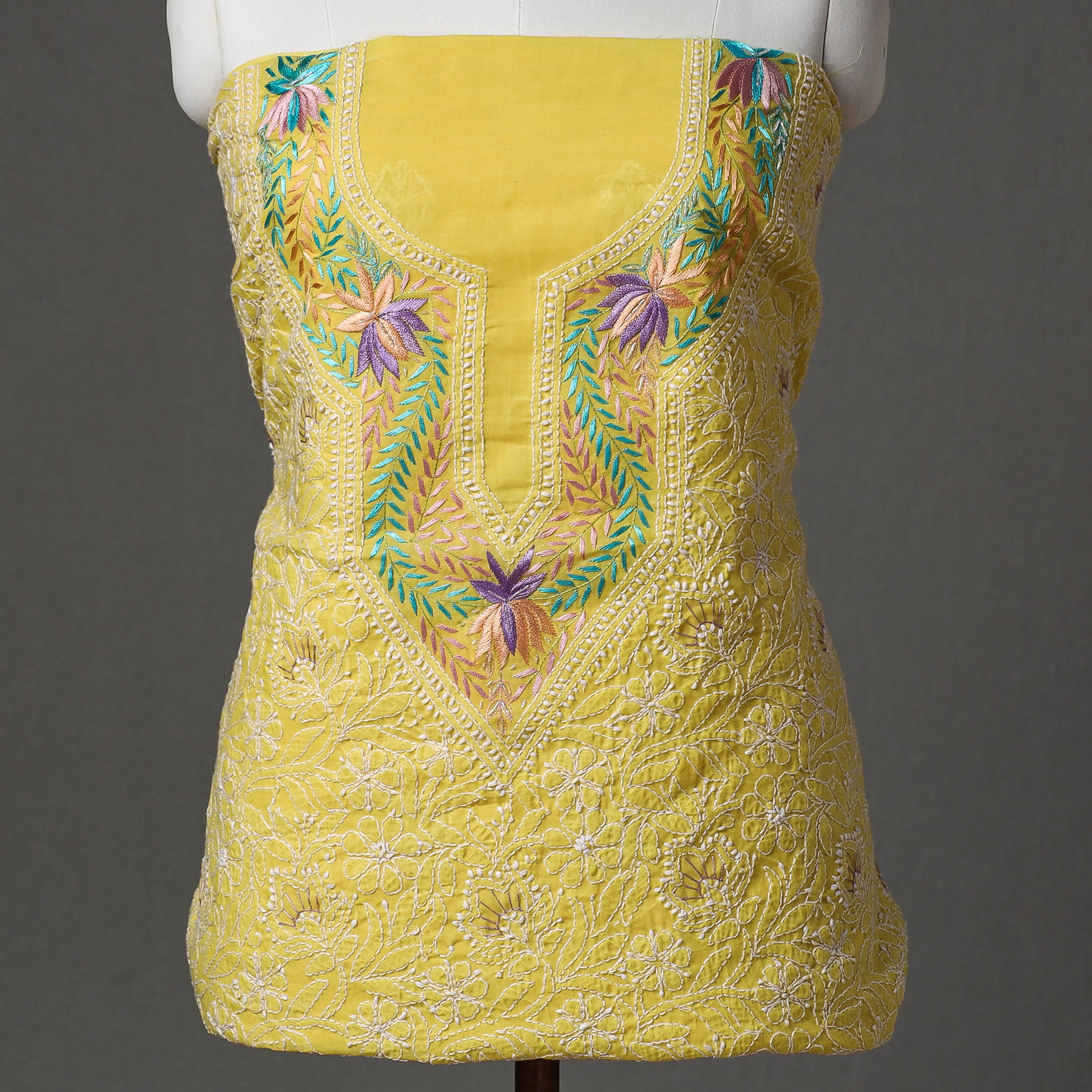 chikankari embroidery dress material