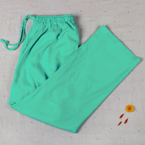 Green - rayon fabric plain palazzo pant - handcrafted