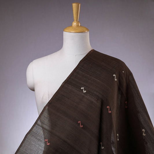 Brown - Srikakulam Jamdani Thread Buti Pure Handloom Cotton Fabric