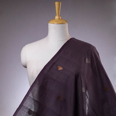 Purple - Srikakulam Jamdani Thread Buti Pure Handloom Cotton Fabric