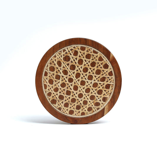 Rosemary Walnut Disc Wicker Trivet