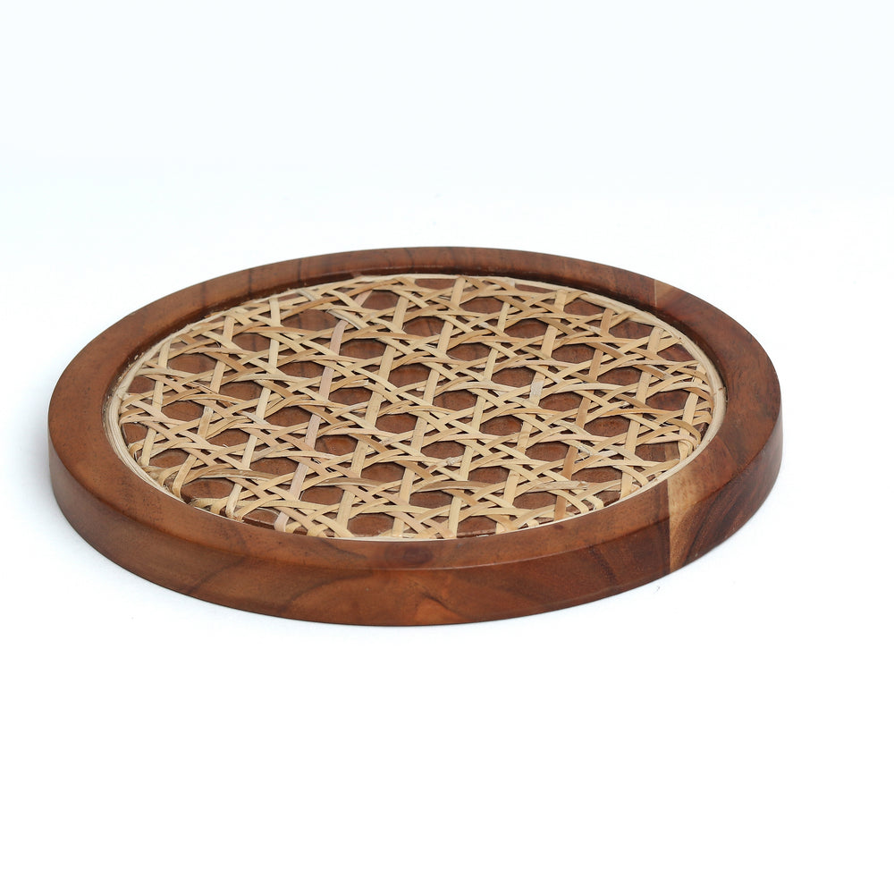 Rosemary Walnut Disc Wicker Trivet