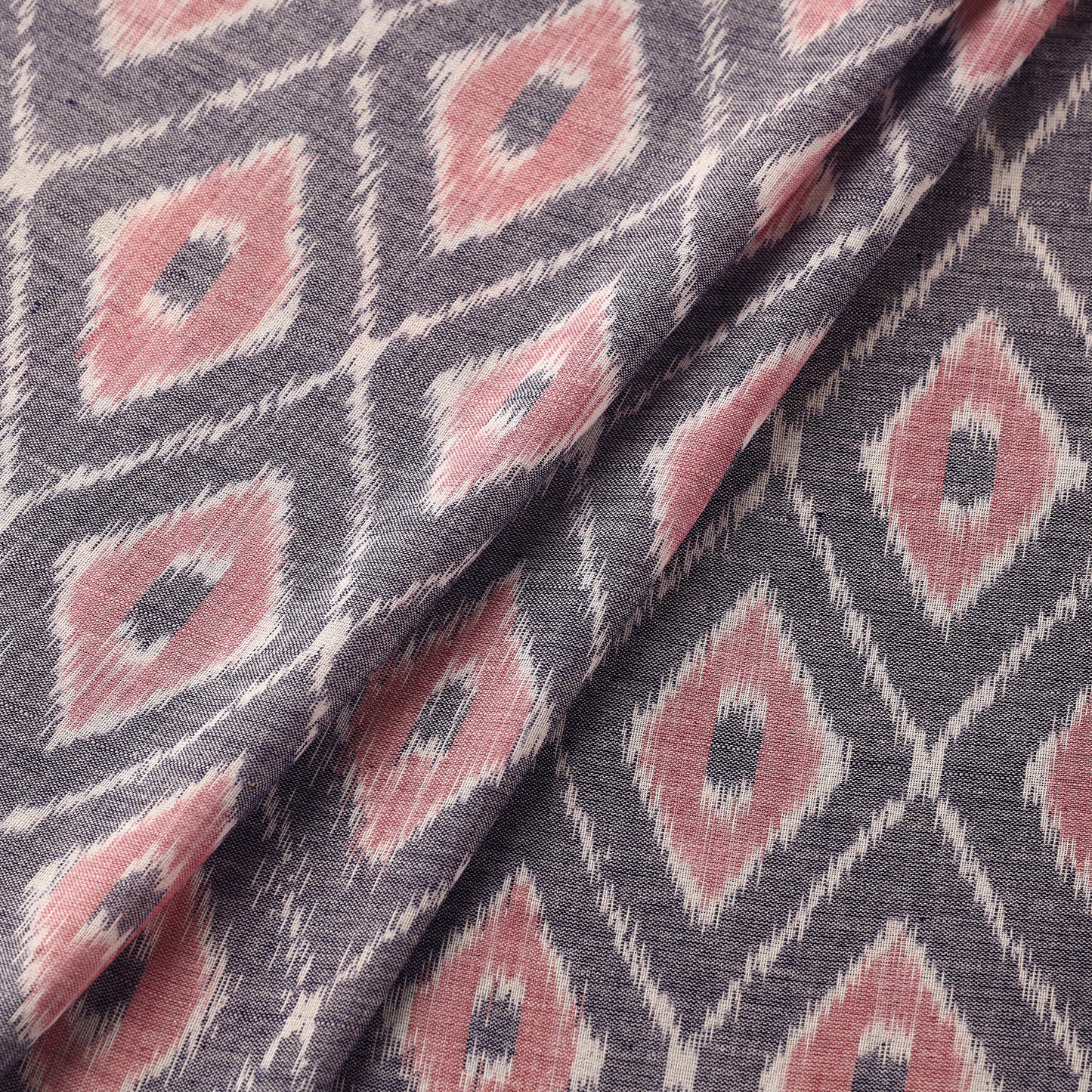 Grey - Maniabandha Ikat Weave Handloom Cotton Fabric