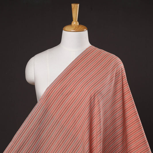 Peach -Jhiri Pure Handloom Cotton Fabric