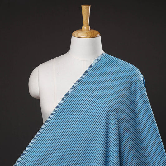 Blue - Jhiri Pure Handloom Cotton Fabric