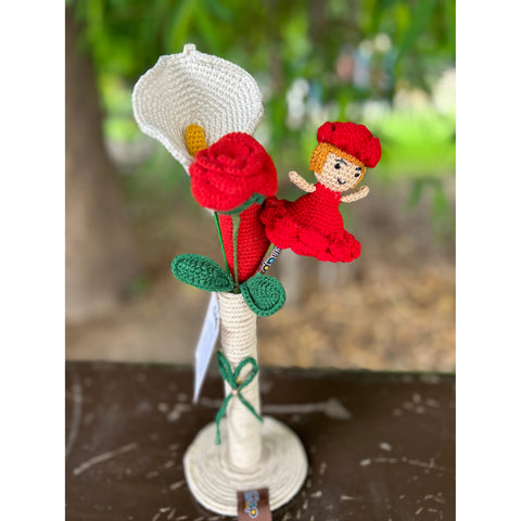 Handcrafted Crochet Rose Doll Bouquet