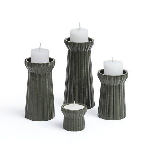 Qutub Jade Candle Stand - Set Of 4