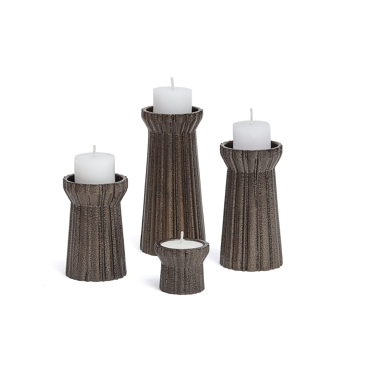 Qutub Gold Candle Stand - Set Of 4