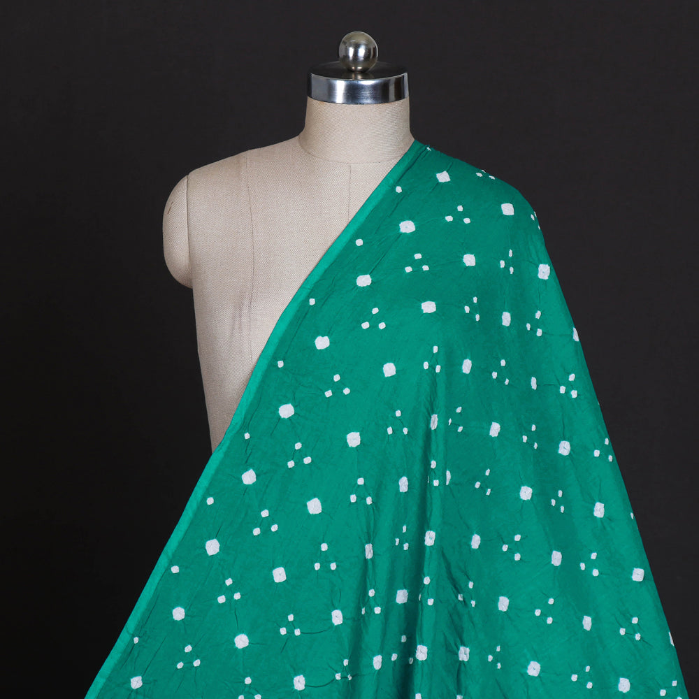 Teal Green - Kutch Tie & Dye Mul Cotton Bandhani Fabric 07