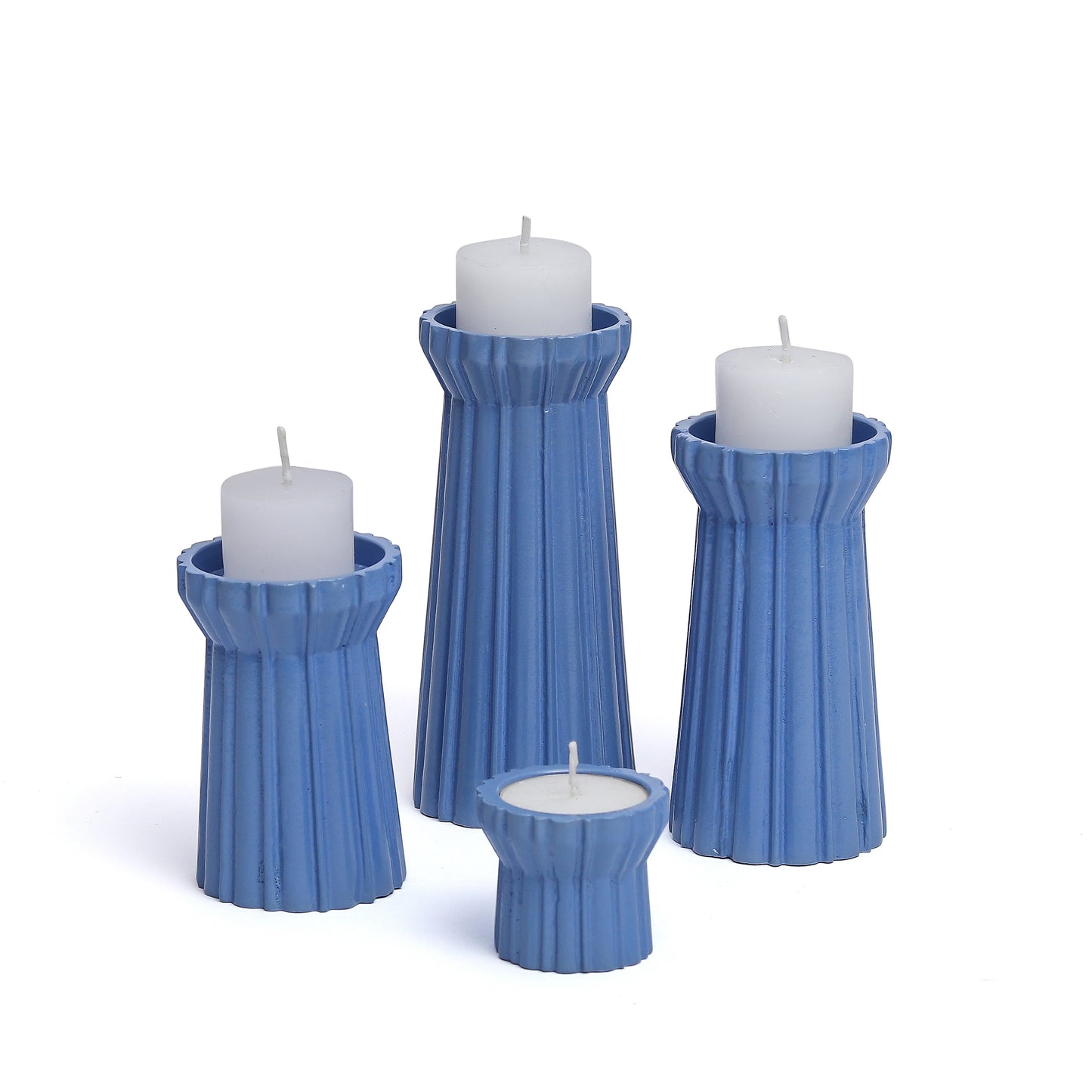 Qutub  Azure Blue Candle Stand - Set Of 4