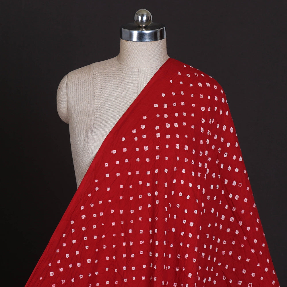 Red - Kutch Tie & Dye Mul Cotton Bandhani Fabric 11