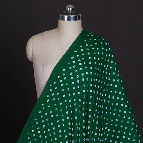 Green - Kutch Tie & Dye Mul Cotton Bandhani Fabric 14