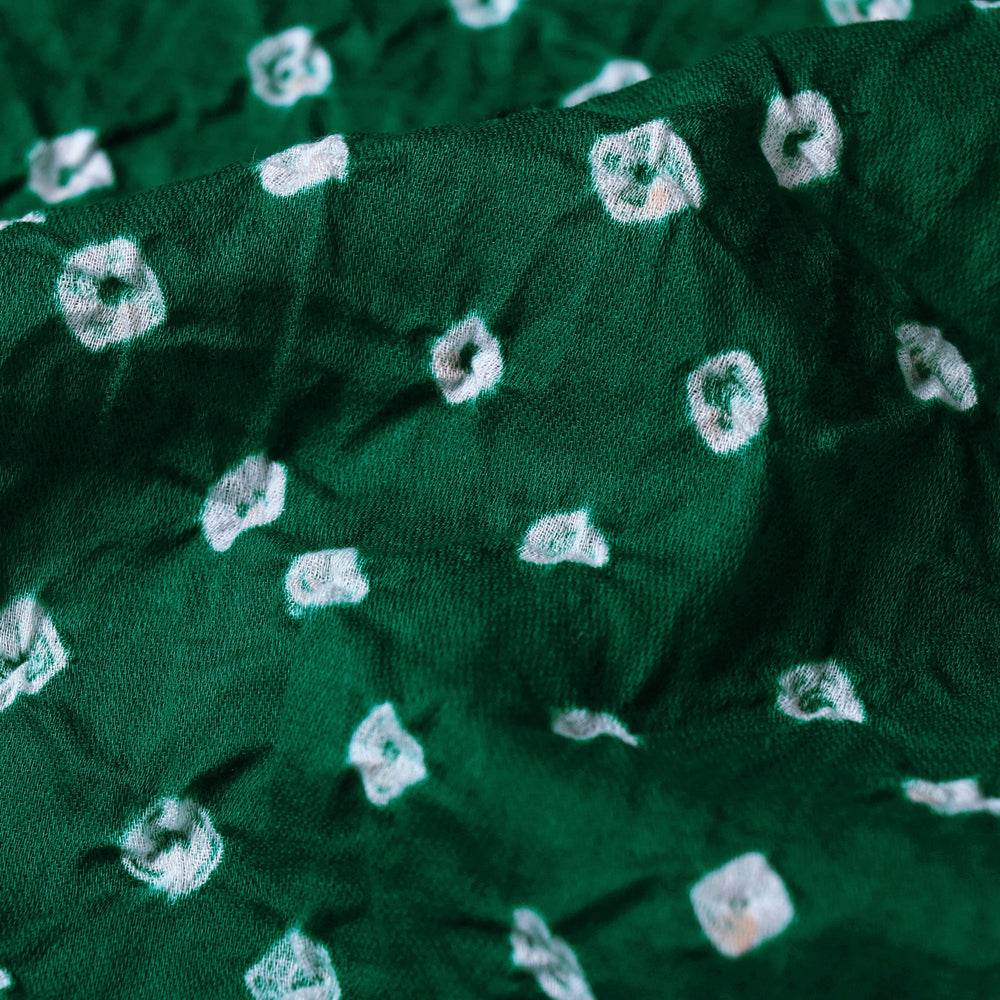 Green - Kutch Tie & Dye Mul Cotton Bandhani Fabric 14