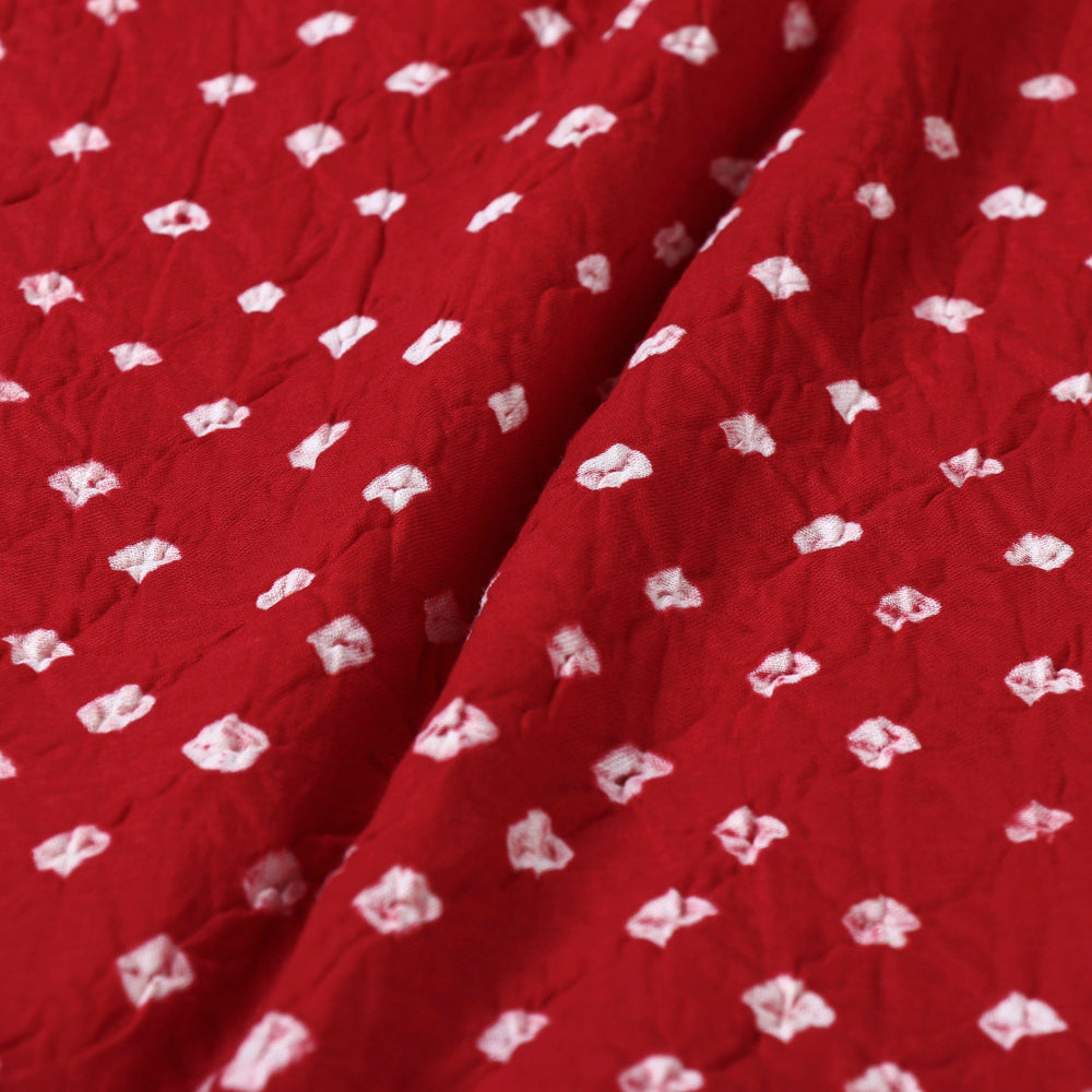 Red - Kutch Tie & Dye Mul Cotton Bandhani Fabric 11