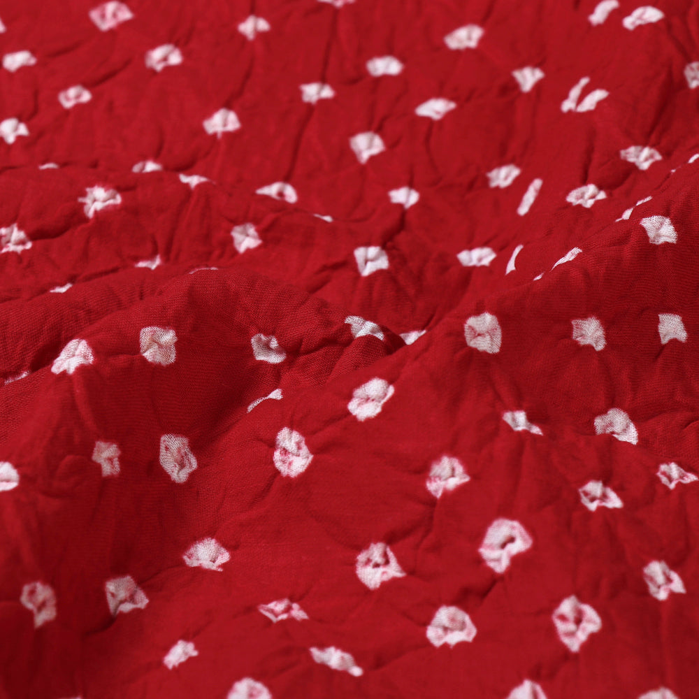 Red - Kutch Tie & Dye Mul Cotton Bandhani Fabric 11