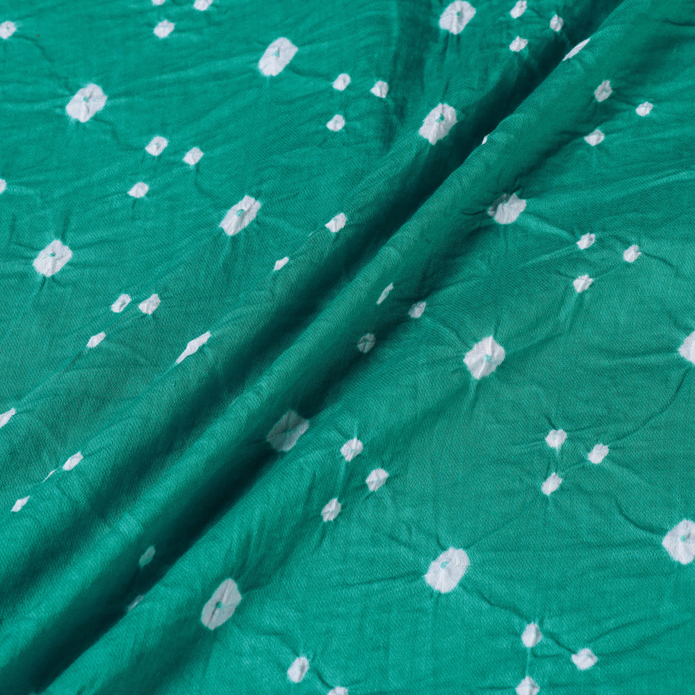 Teal Green - Kutch Tie & Dye Mul Cotton Bandhani Fabric 07