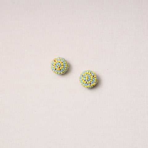  Hand Embroidered Felt & Beadwork Buttons (Set of 2) 