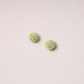  Hand Embroidered Felt & Beadwork Buttons (Set of 2) 
