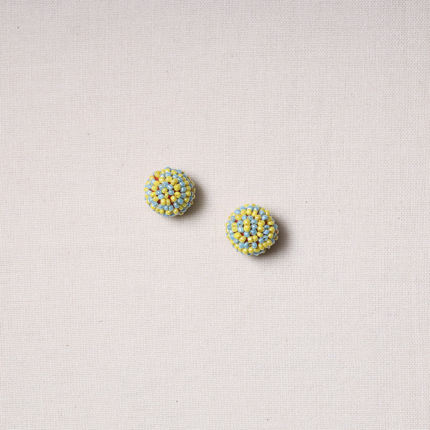 Hand Embroidered Felt & Beadwork Buttons (Set of 2)