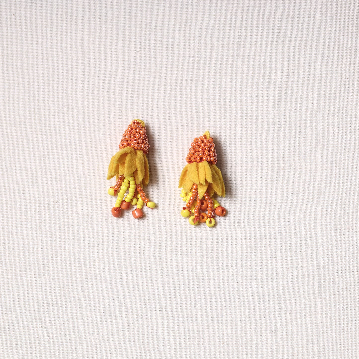 Hand Embroidered Felt & Beadwork Flower Buttons (Set of 2)