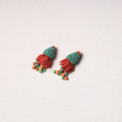 Hand Embroidered Felt & Beadwork Flower Buttons (Set of 2)