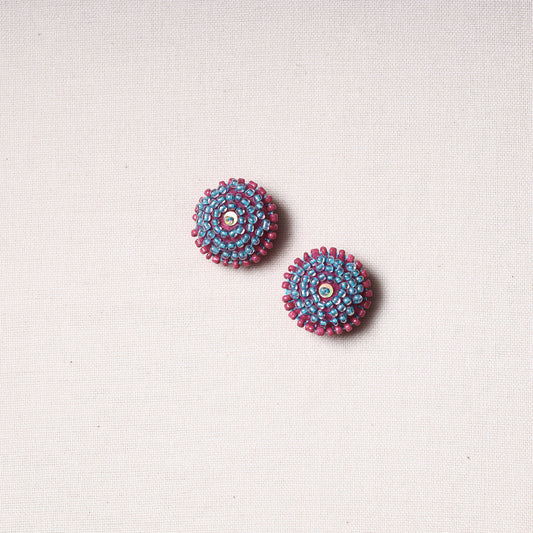 Hand Embroidered Felt & Beadwork Chakri Buttons (Set of 2)