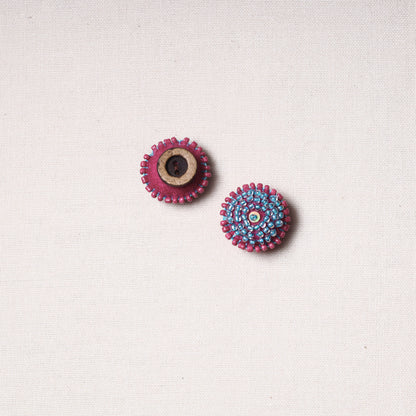 Hand Embroidered Felt & Beadwork Chakri Buttons (Set of 2)