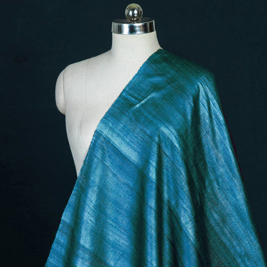 Aqua Blue - Vidarbha Handloom Pure Tussar x Ghicha Silk Fabric