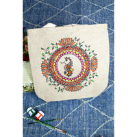 Beige - Storyteller's Handpainted Cotton Jute Tote Bag