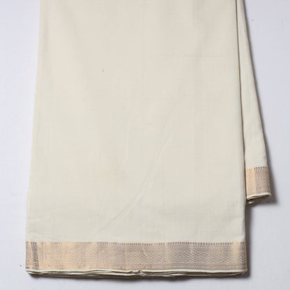 White - Mangalagiri Handloom Cotton Nizam Zari Border Fabric