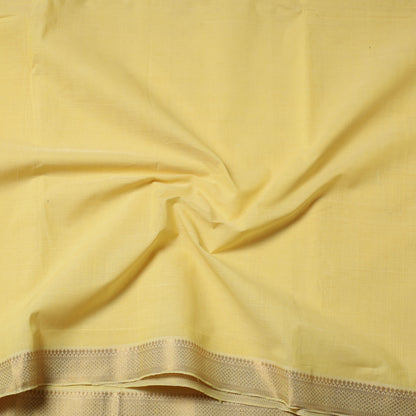 Yellow - Mangalagiri Handloom Cotton Nizam Zari Border Fabric