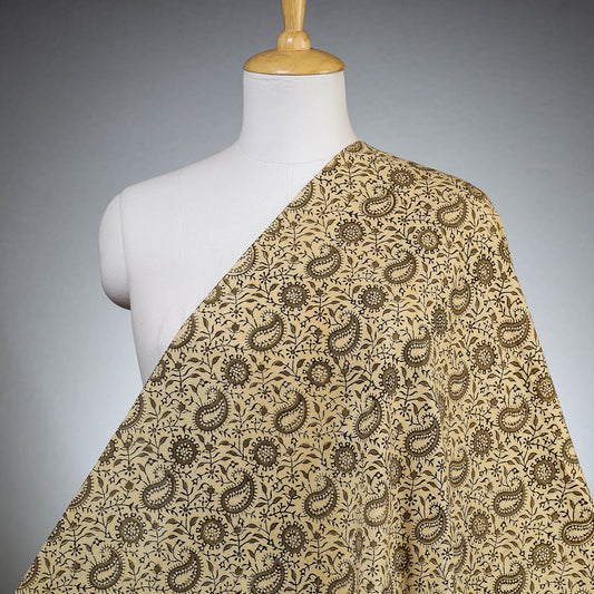 Beige - Pedana Kalamkari Block Printed Cotton Fabric