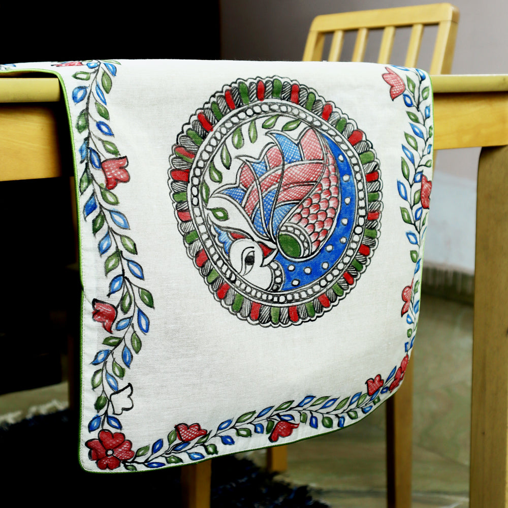 Madhubani Handpainted Chanderi Table Runner