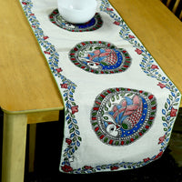 Madhubani Handpainted Chanderi Table Runner