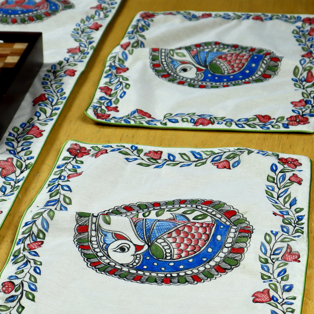 Madhubani Handpainted Chanderi Table Mats