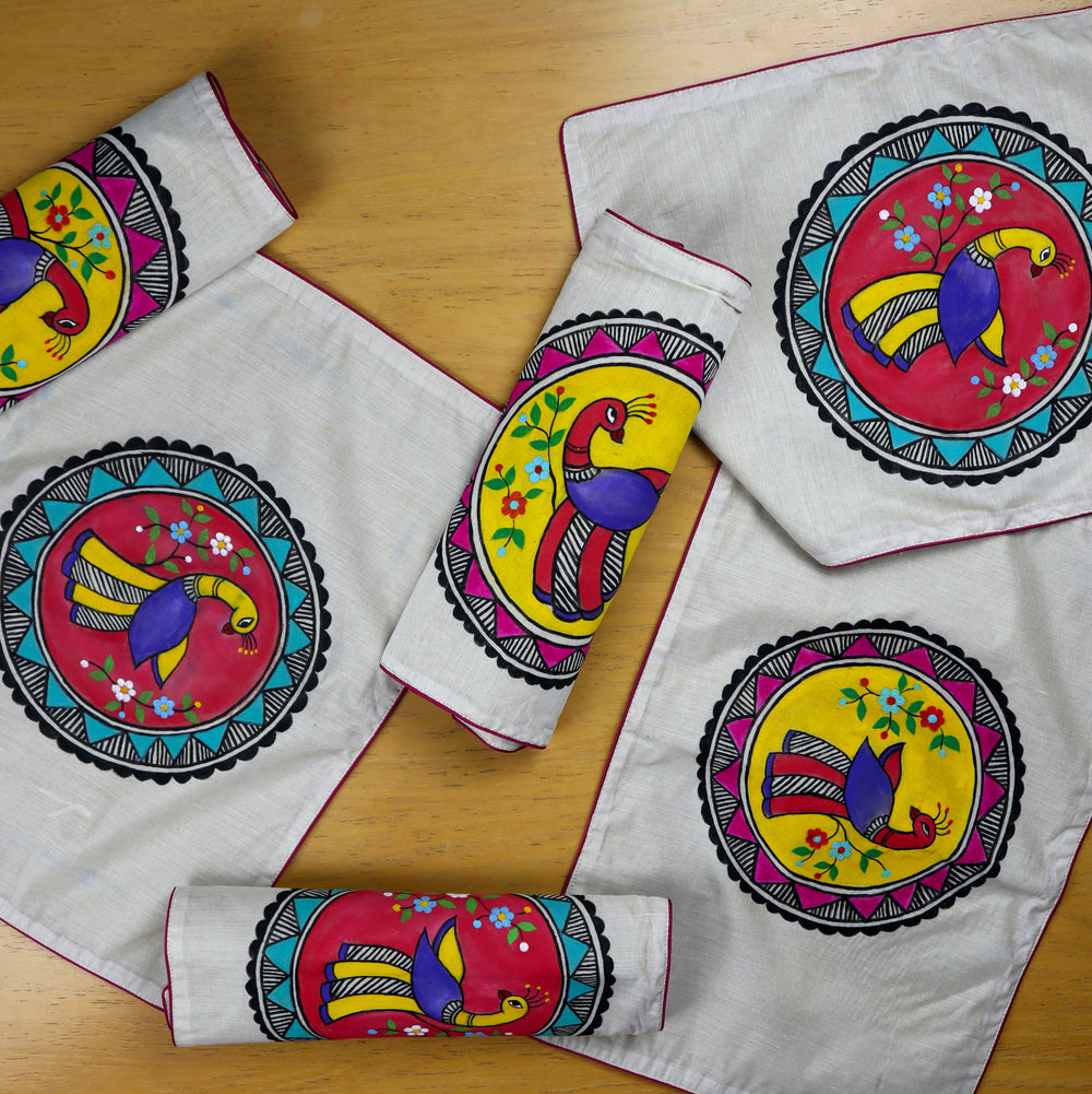 Madhubani Handpainted Chanderi Table Mats