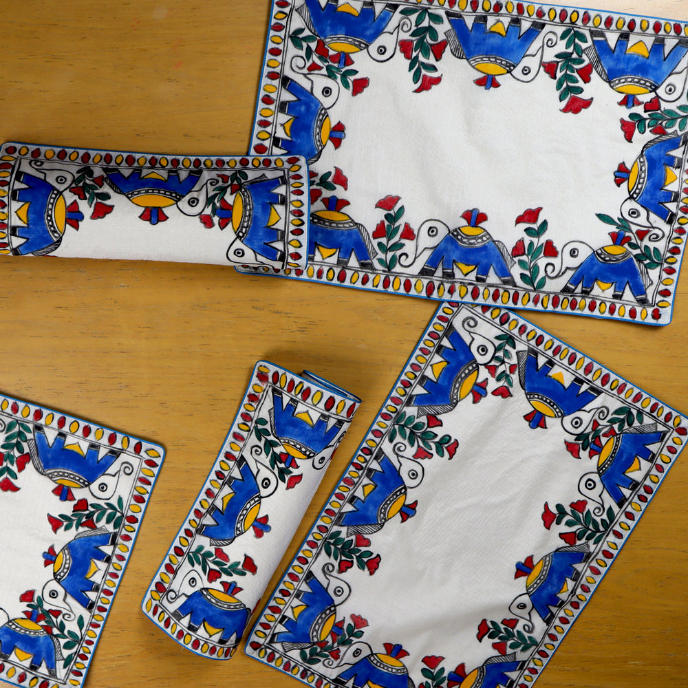 Madhubani Handpainted Chanderi Table Mats