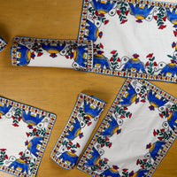 Madhubani Handpainted Chanderi Table Runner & Table Mats Set