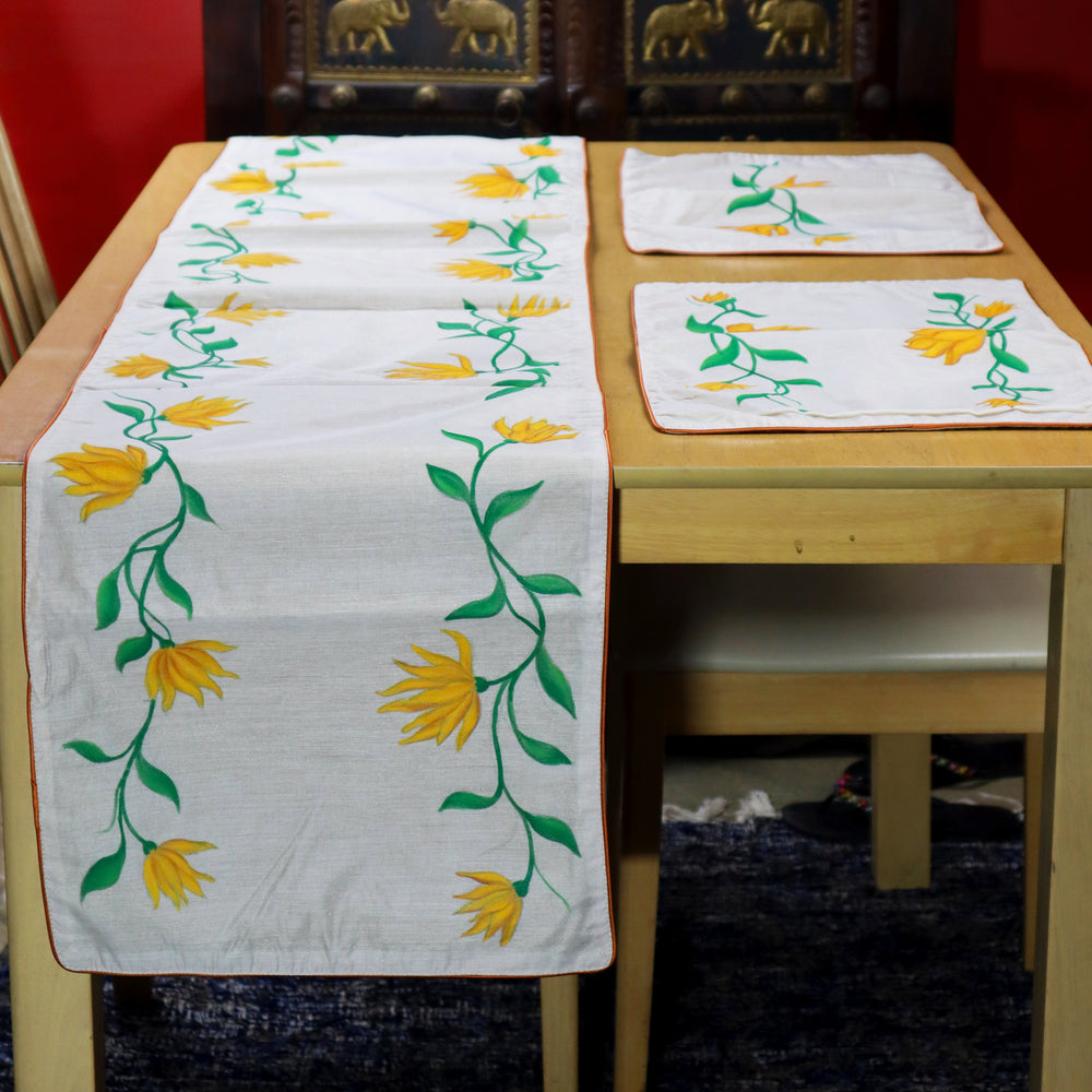 Madhubani Handpainted Chanderi Table Runner