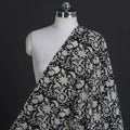 Black with White Block Printed Cotton Bagru Fabric 