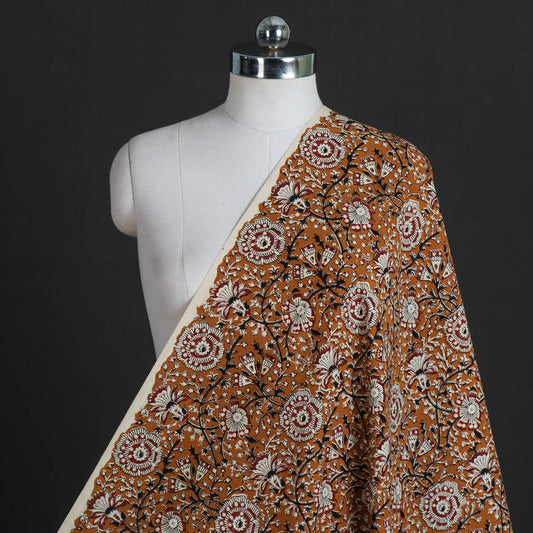 Orange - Mustard Yellow with Gulbahar Jaal Bagru Block Printed Cotton Fabric