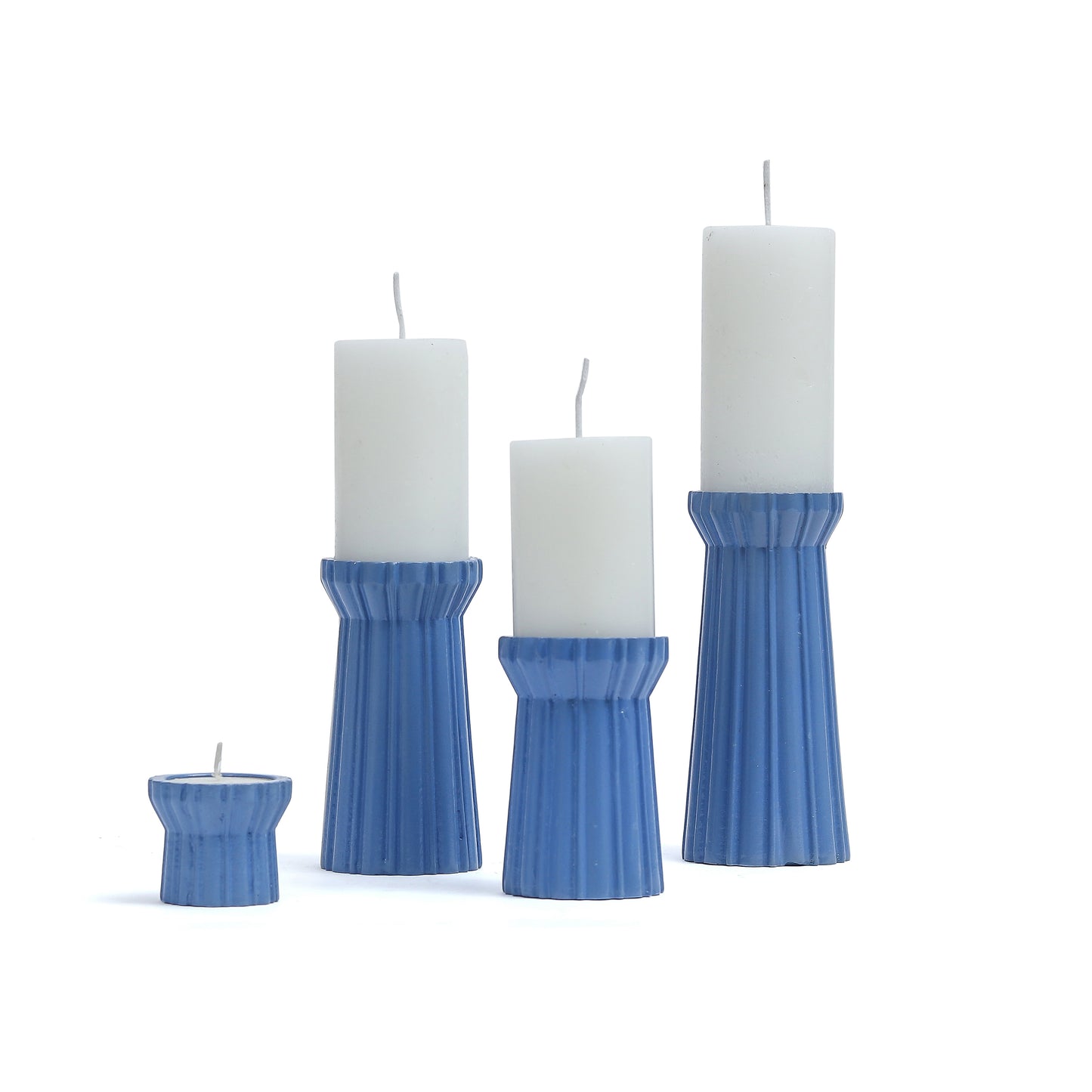 Qutub  Azure Blue Candle Stand - Set Of 4