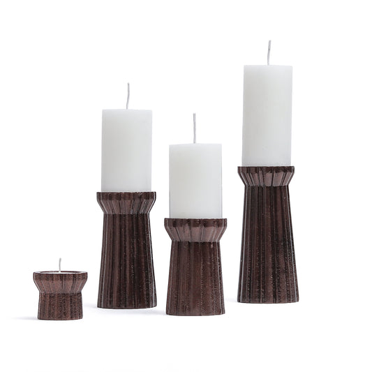 Qutub Copper Candle Stand - Set Of 4