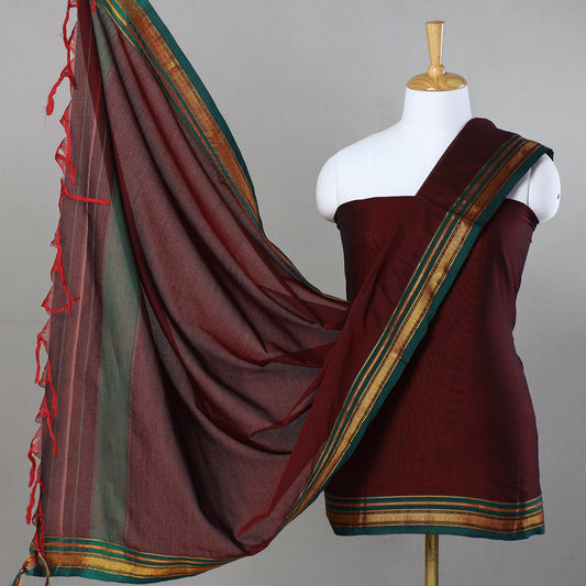 Maroon - 3pc Dharwad Cotton Suit Material Set