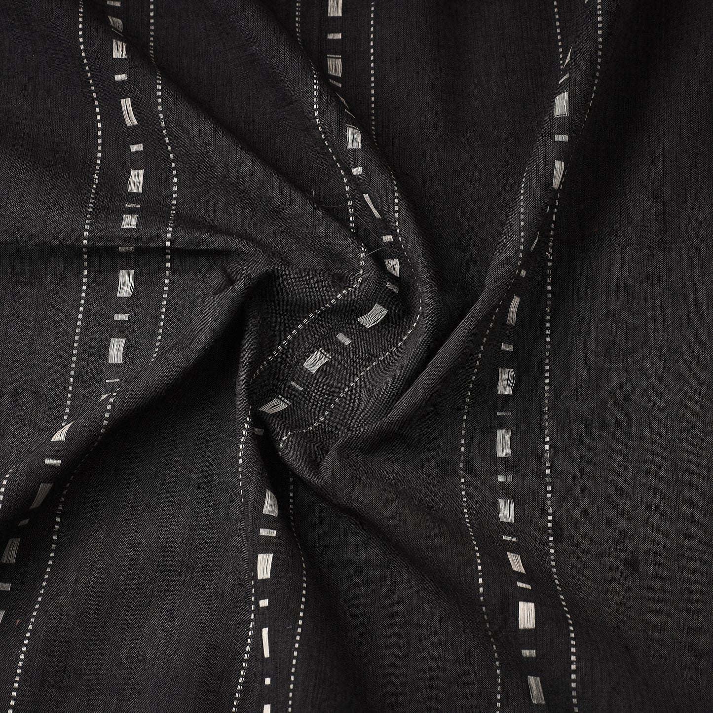 Brown - Pure Handloom Godavari Stripe Cotton Fabric