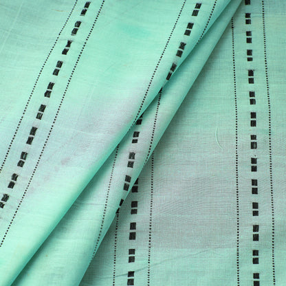 Green - Pure Handloom Godavari Stripe Cotton Fabric