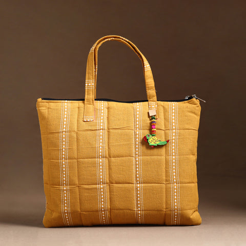 Yellow Handcrafted Quilted Cotton Hand Bag 80